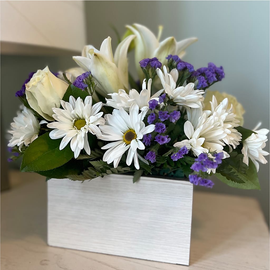 Beyond Blue Box Bouquet – Waddington Blooms, Waddington NY