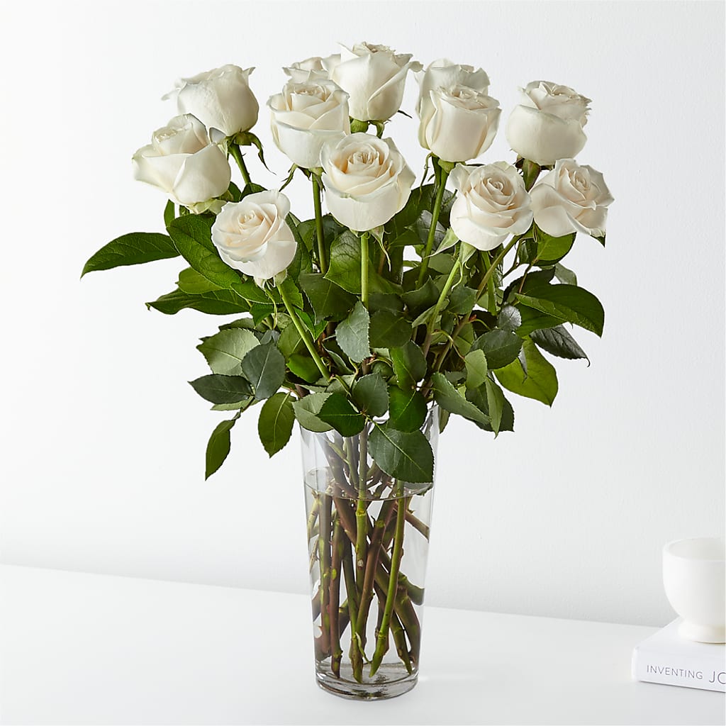 Long Stem White Rose Bouquet – Waddington Blooms, Waddington NY