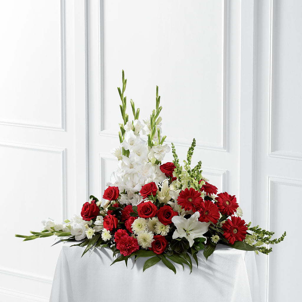 Crimson & White Arrangement – Waddington Blooms, Waddington NY