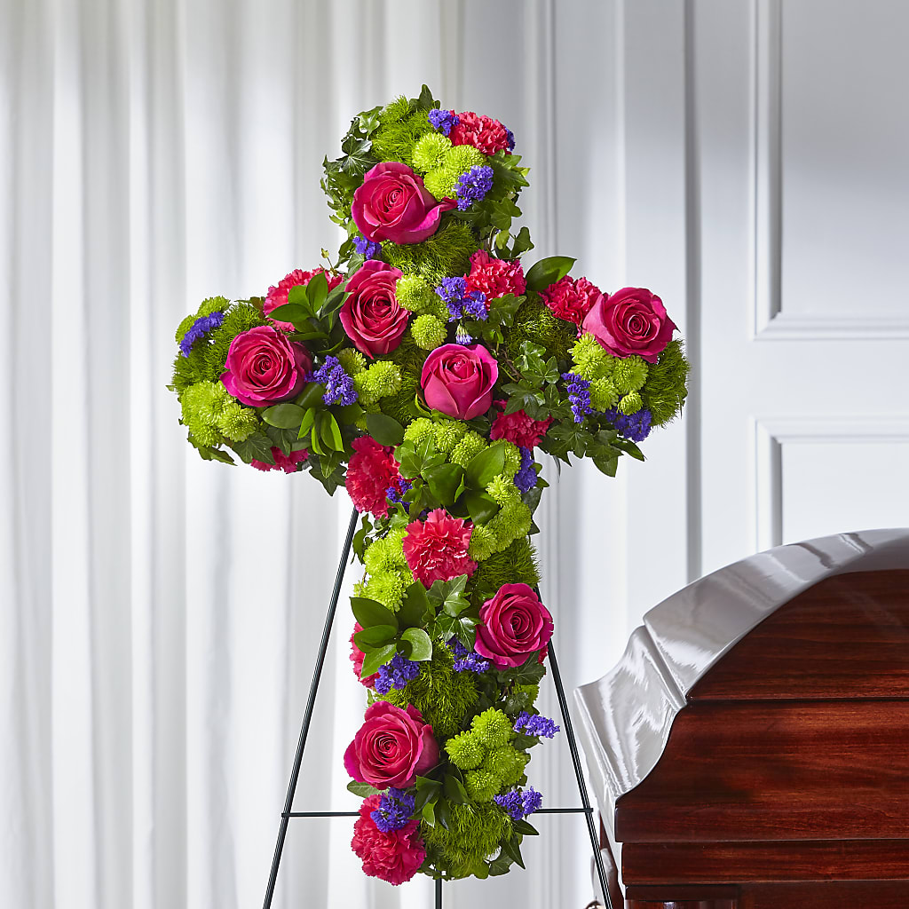 Tribute Rose Floral Cross – Waddington Blooms, Waddington NY