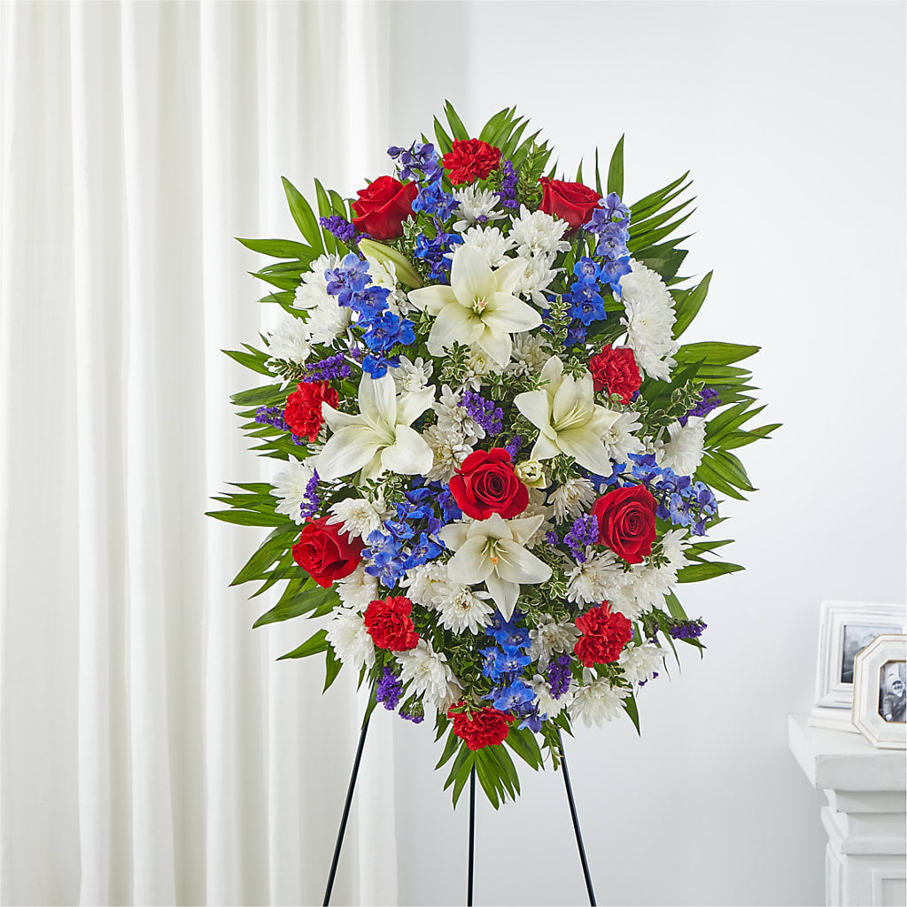 Cherished Service Standing Spray – Waddington Blooms, Waddington NY