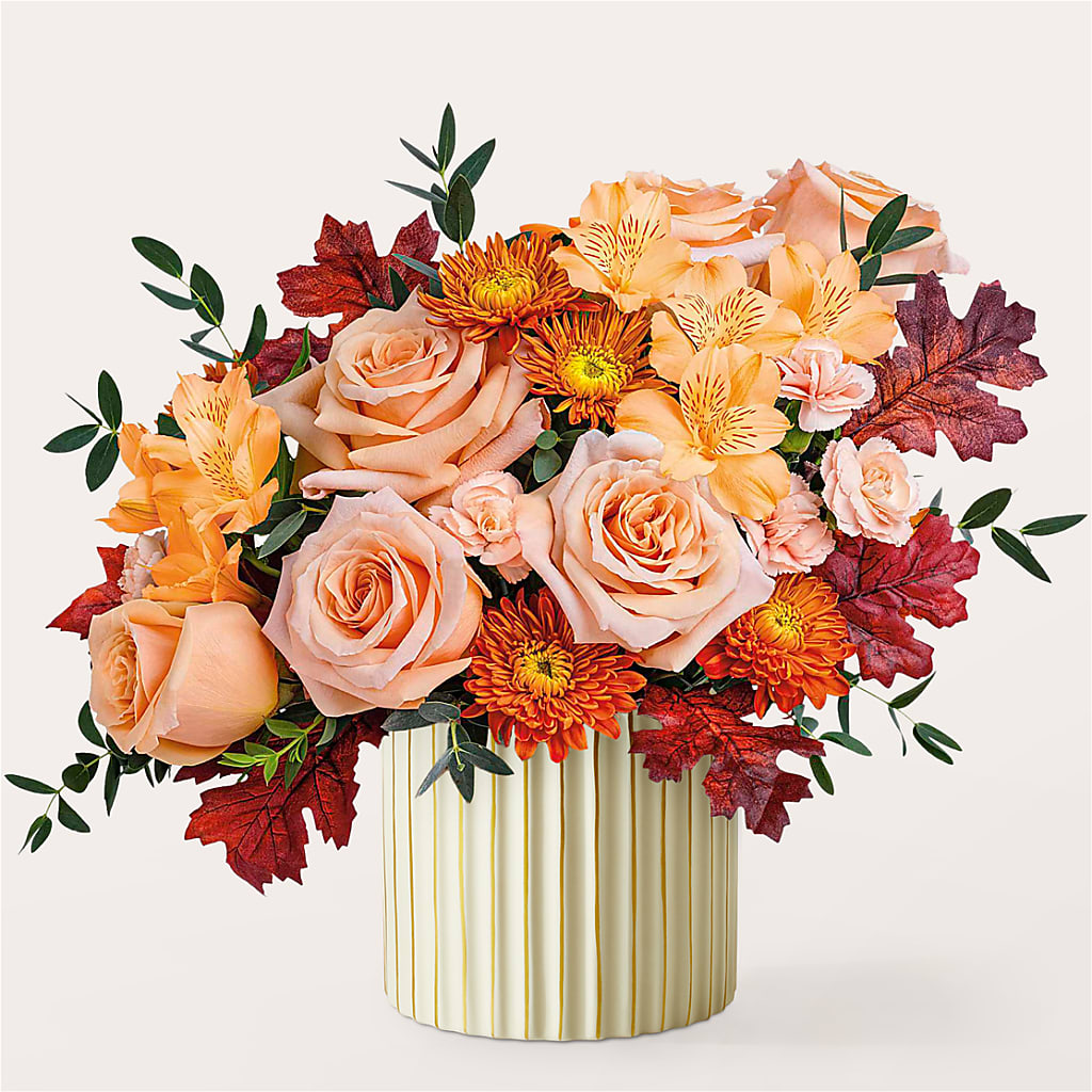 Spiced Latte Bouquet with Ivory Vase – Waddington Blooms, Waddington NY