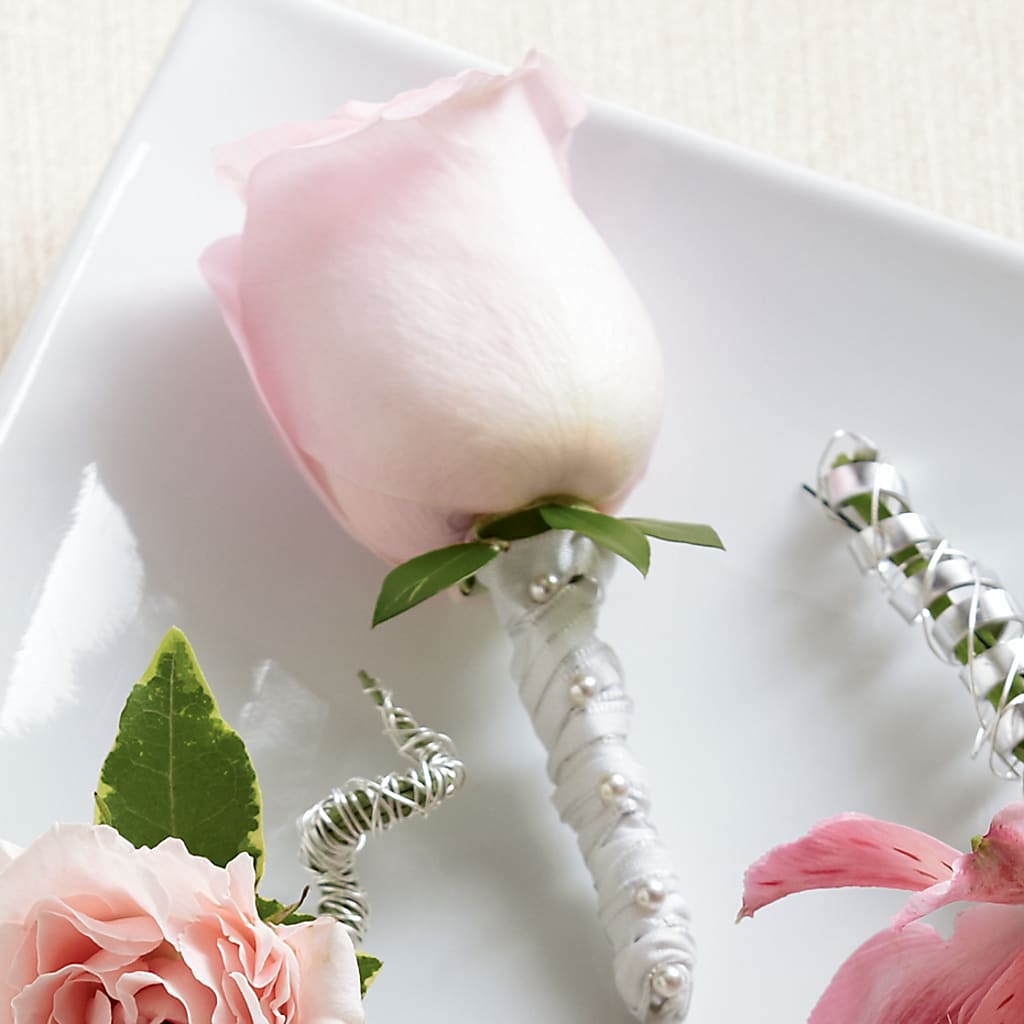 Pink Rose Boutonniere – Waddington Blooms, Waddington NY