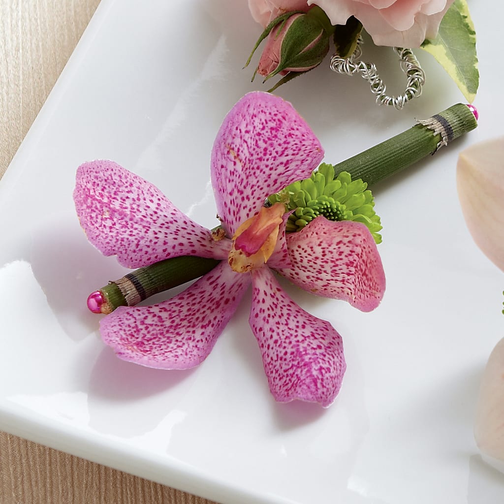 Pink Mokara Boutonniere – Waddington Blooms, Waddington NY
