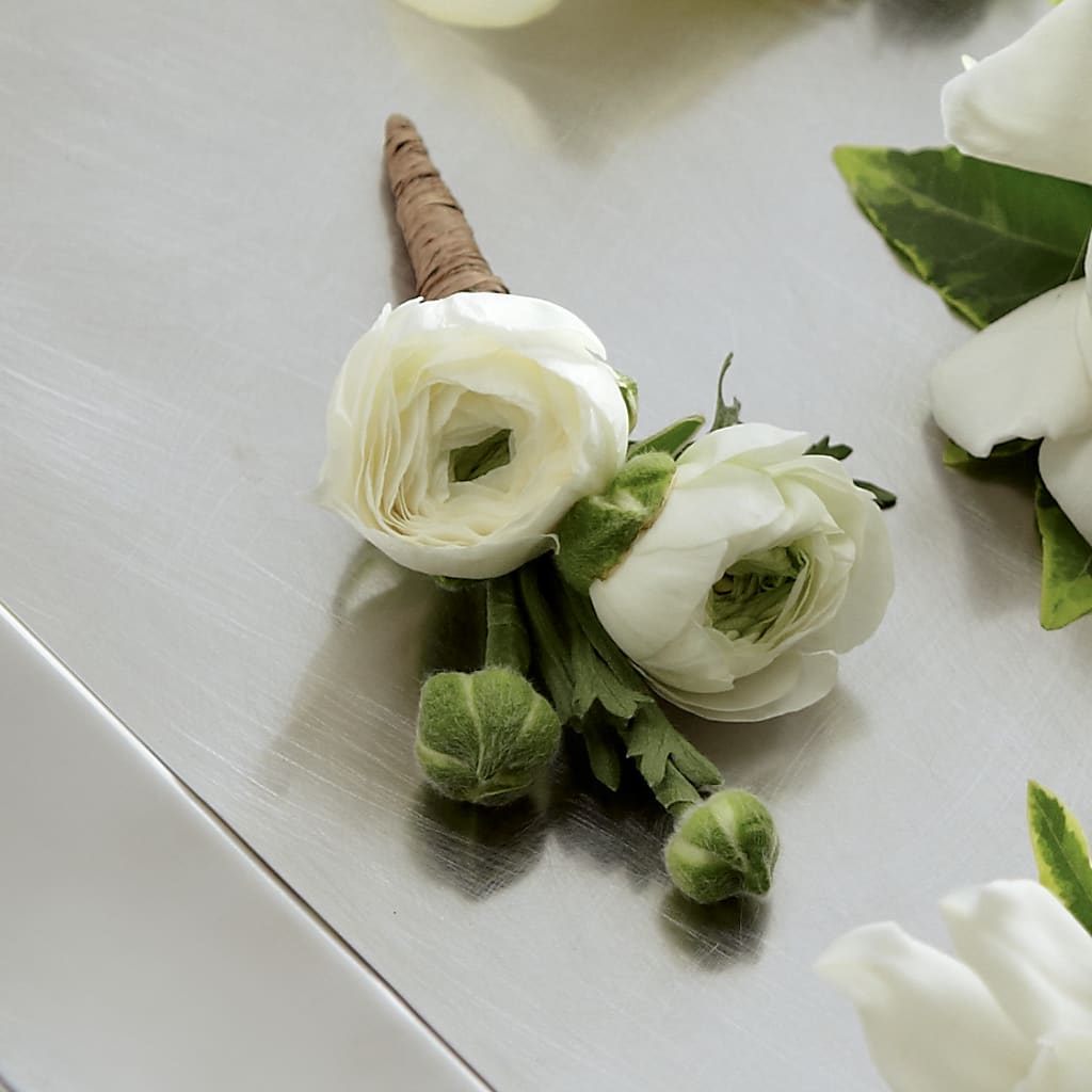 White Ranunculus Boutonniere – Waddington Blooms, Waddington NY
