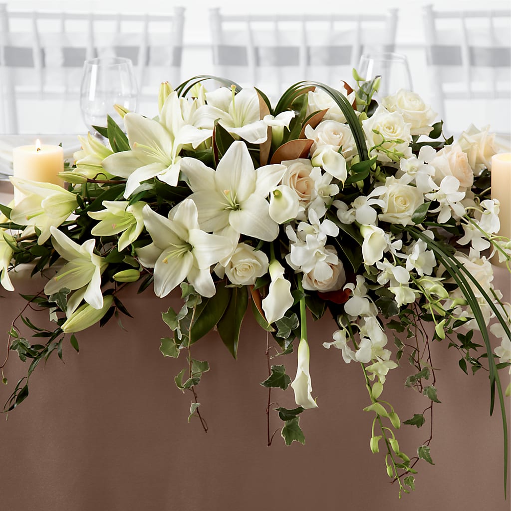 White Linen Arrangement – Waddington Blooms, Waddington NY