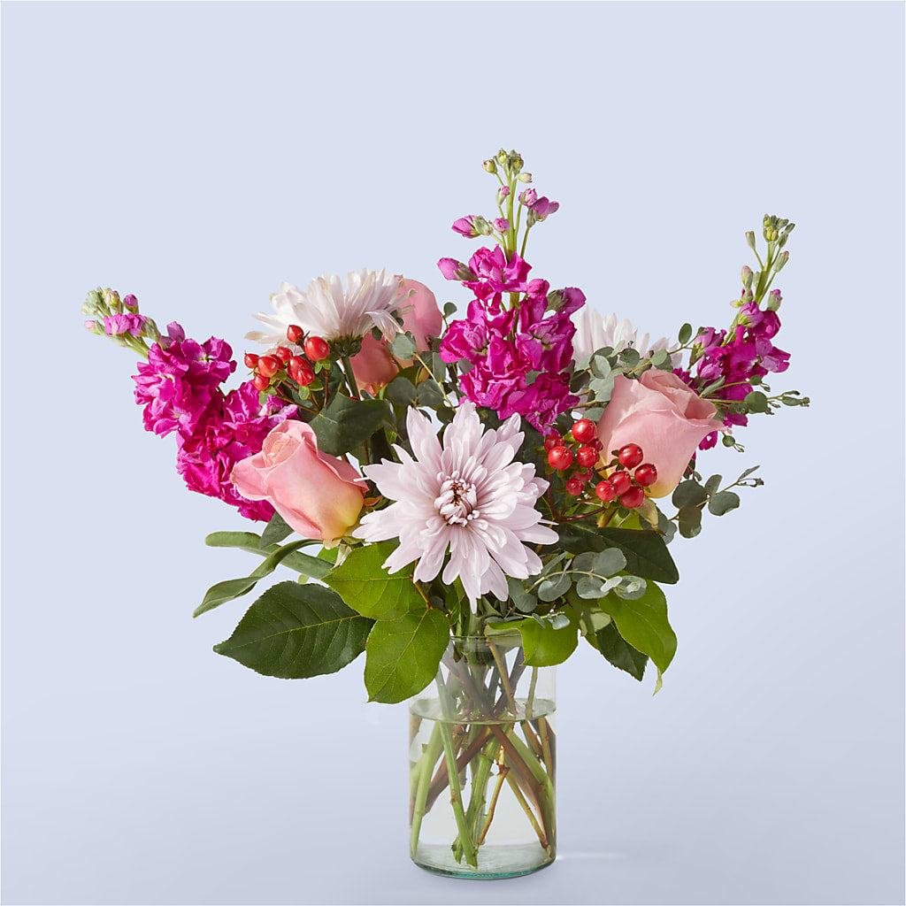 Waddingtons Pink Sunday Morning Bouquet – lavender, pink, red flower arrangement ...