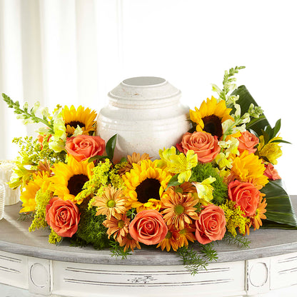 Faithful Sunflower Cremation Adornment –  Waddington Blooms, Waddington NY