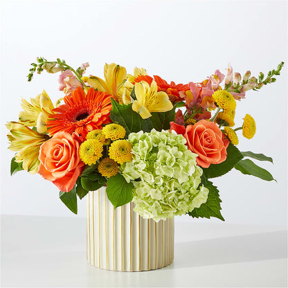 Autumn Sunshine Bouquet with Ivory Vase –  Waddington Blooms, Waddington NY