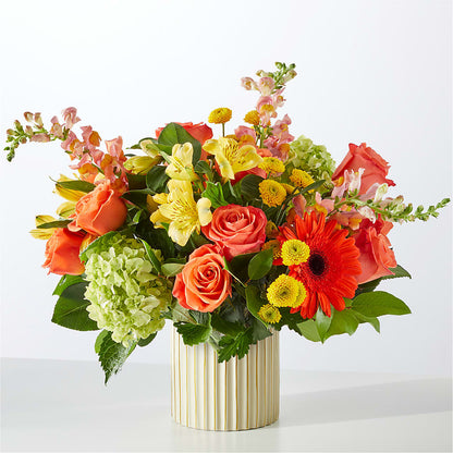 Autumn Sunshine Bouquet with Ivory Vase –  Waddington Blooms, Waddington NY
