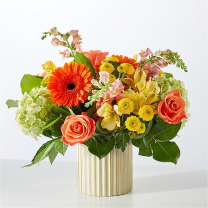 Autumn Sunshine Bouquet with Ivory Vase –  Waddington Blooms, Waddington NY