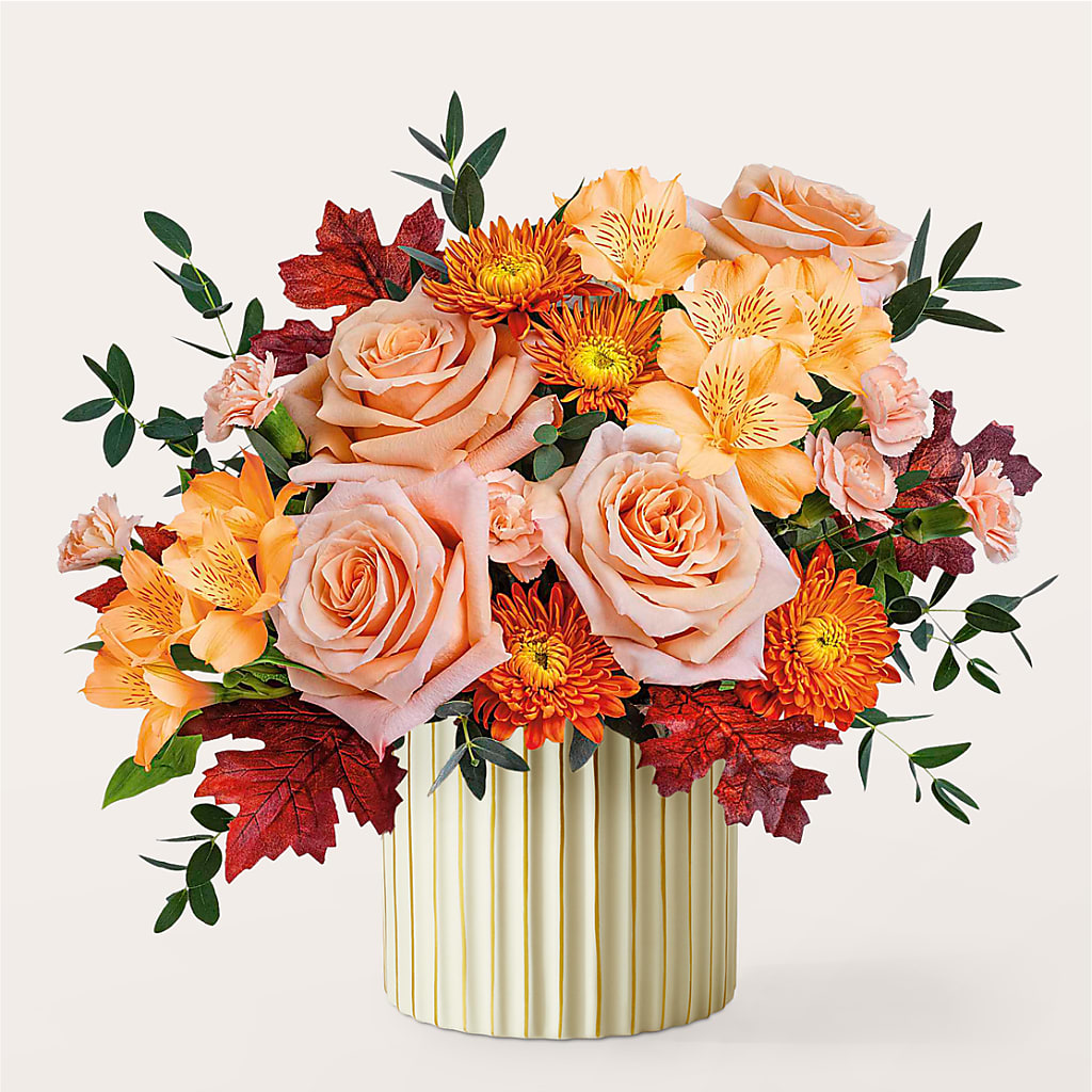 Spiced Latte Bouquet with Ivory Vase –  Waddington Blooms, Waddington NY