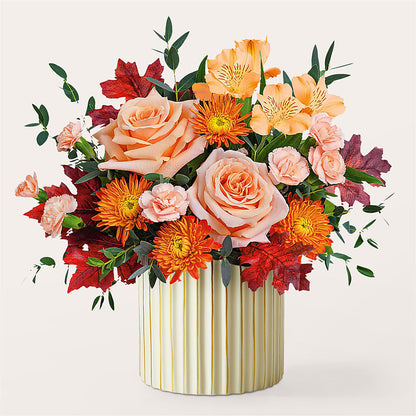 Spiced Latte Bouquet with Ivory Vase –  Waddington Blooms, Waddington NY
