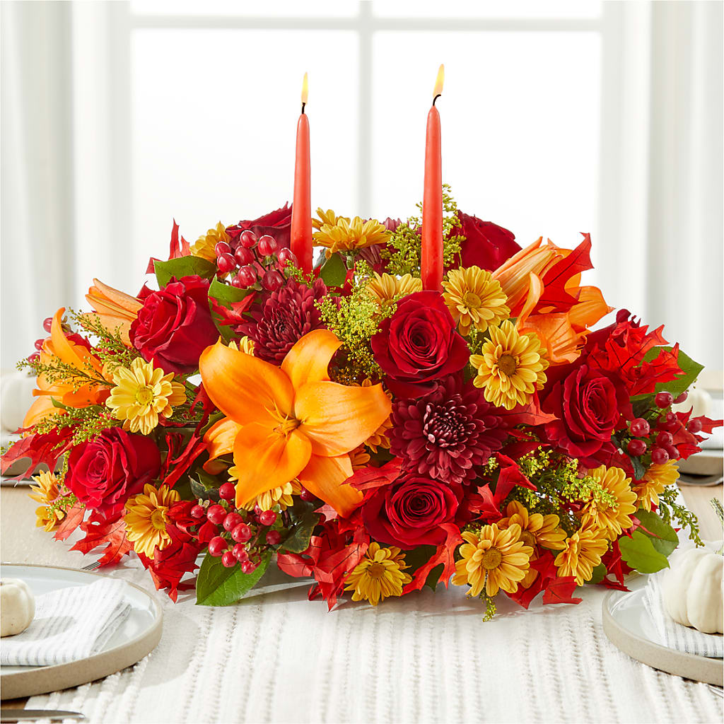 Autumn's Embrace Centerpiece –  Waddington Blooms, Waddington NY