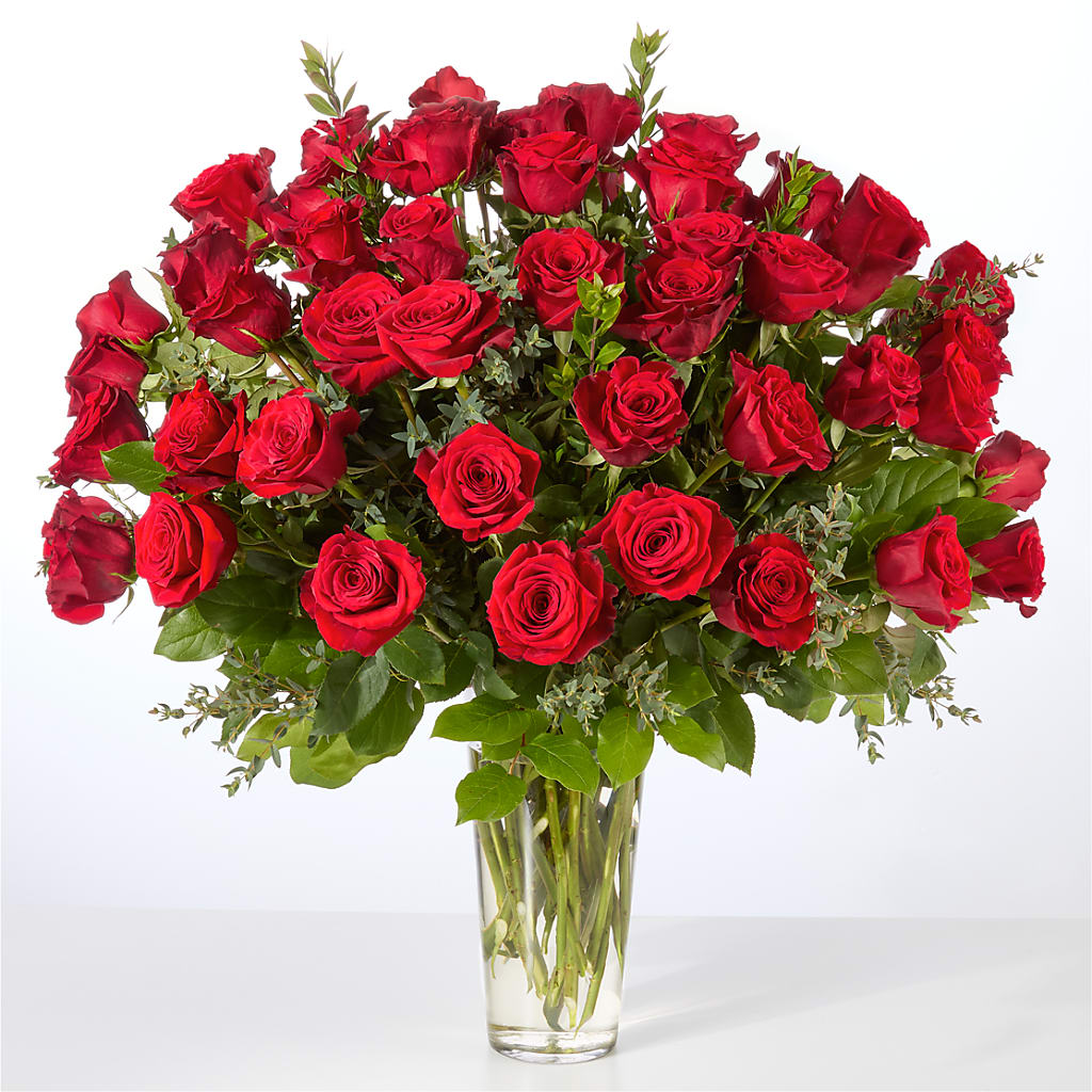 Forever Yours Fifty Stem Red Rose Bouquet –  Waddington Blooms, Waddington NY