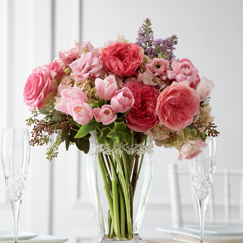 Waddingtons Pink Abundant Array Arrangement – blush, pink, purple flower arrangement ...