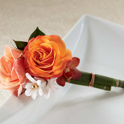 Sunset Dream Boutonniere –  Waddington Blooms, Waddington NY