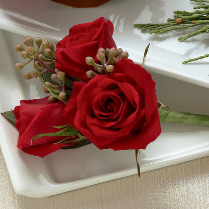 Red Spray Rose Boutonniere –  Waddington Blooms, Waddington NY