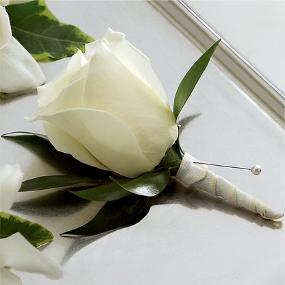 White Rose Boutonniere –  Waddington Blooms, Waddington NY
